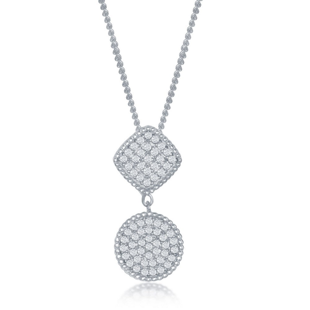 Sterling Silver Square and Circle CZ Pendant