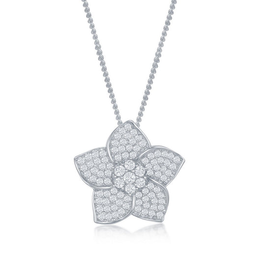 Sterling Silver CZ Daffodil Slider Pendant