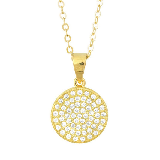 Sterling Silver Flat Micro Pave Pendant - Gold Plated