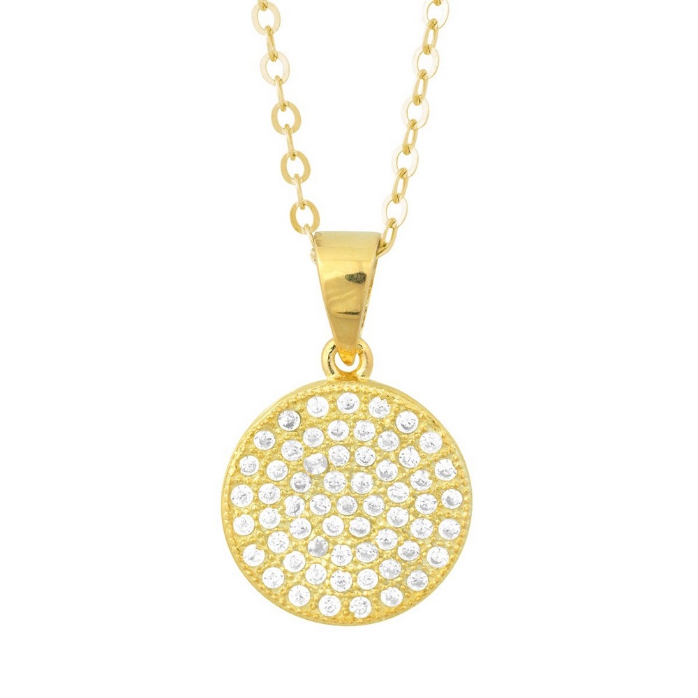 Sterling Silver Flat Micro Pave Pendant - Gold Plated