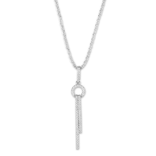 Sterling Silver Long Double Micro Pave Pendant