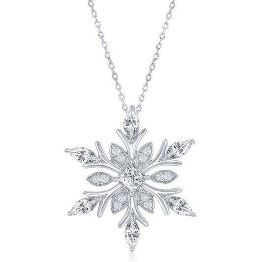 Sterling Silver Large CZ Snowflake Pendant