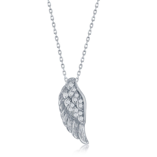 Sterling Silver CZ Wing Pendant