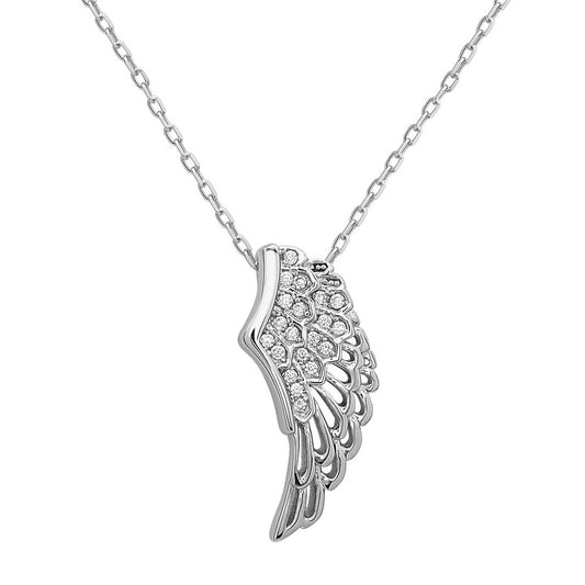 Sterling Silver CZ Open Wing Pendant