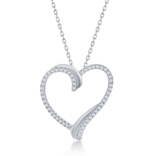 Sterling Silver CZ Heart Pendant