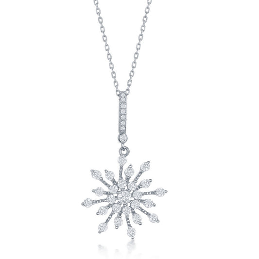 Sterling Silver Snowflake CZ Pendant