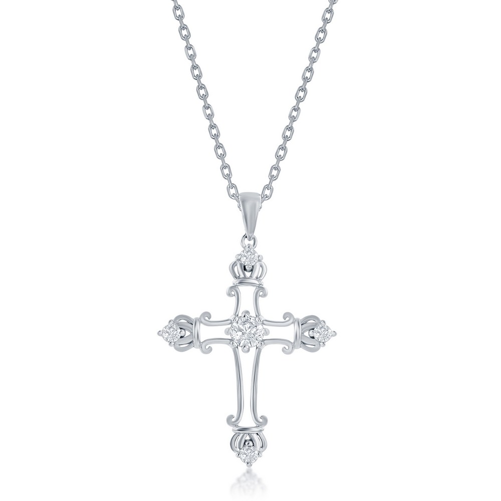 Sterling Silver CZ Cross Pendant