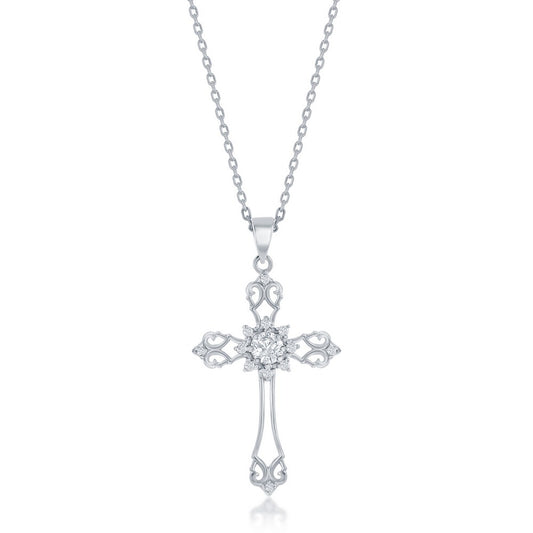 Sterling Silver CZ Cross Pendant