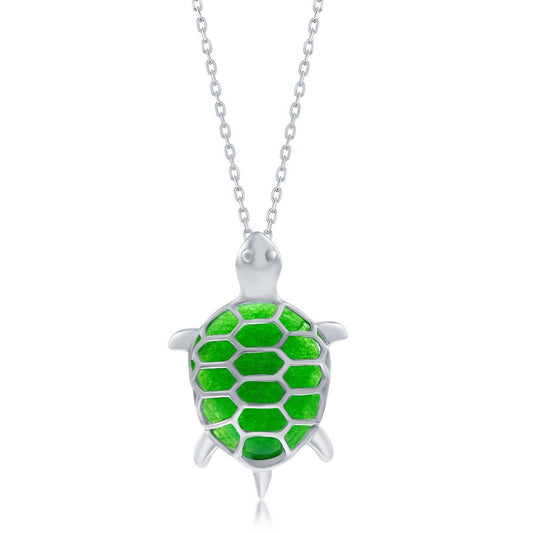 Sterling Silver Jade Turtle Pendant