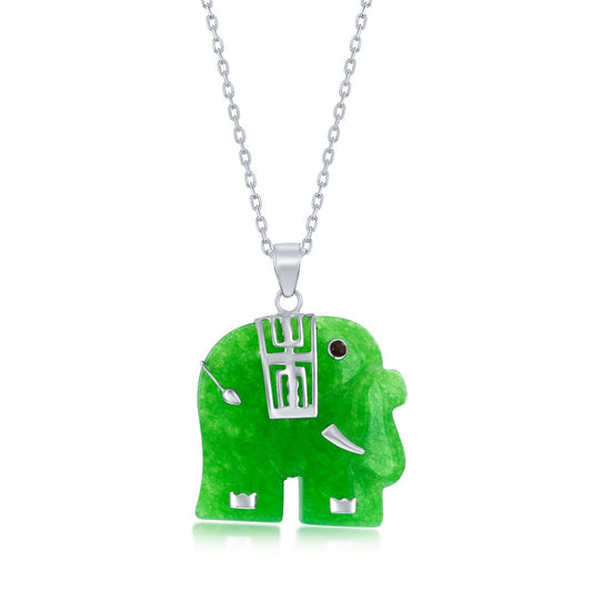 Sterling Silver Elephant-Shaped Jade Pendant