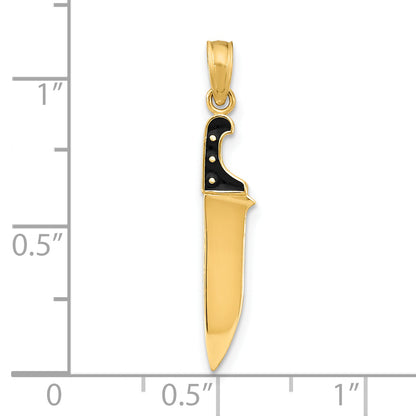 14K W/ Black Enamel 3-D Butcher Knife Charm