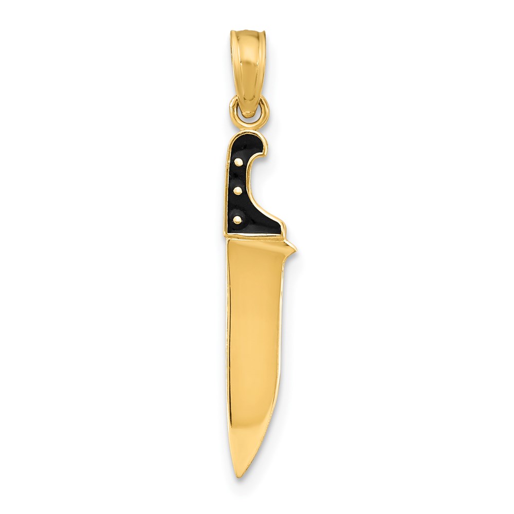 14K W/ Black Enamel 3-D Butcher Knife Charm