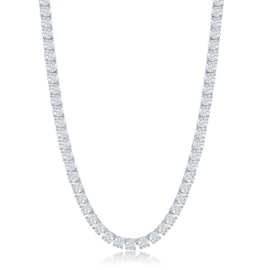Sterling Silver 4mm Round CZ Tennis Necklace