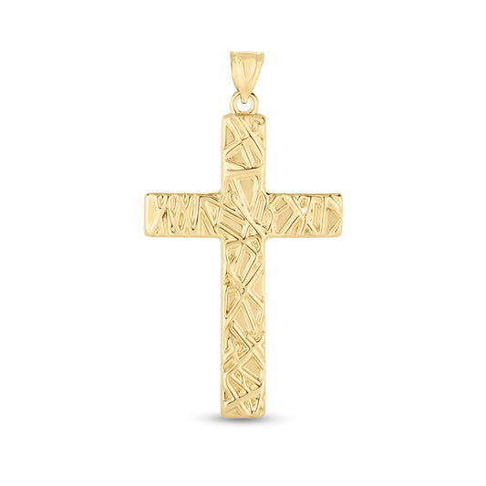 14K Gold Textured Cross Pendant
