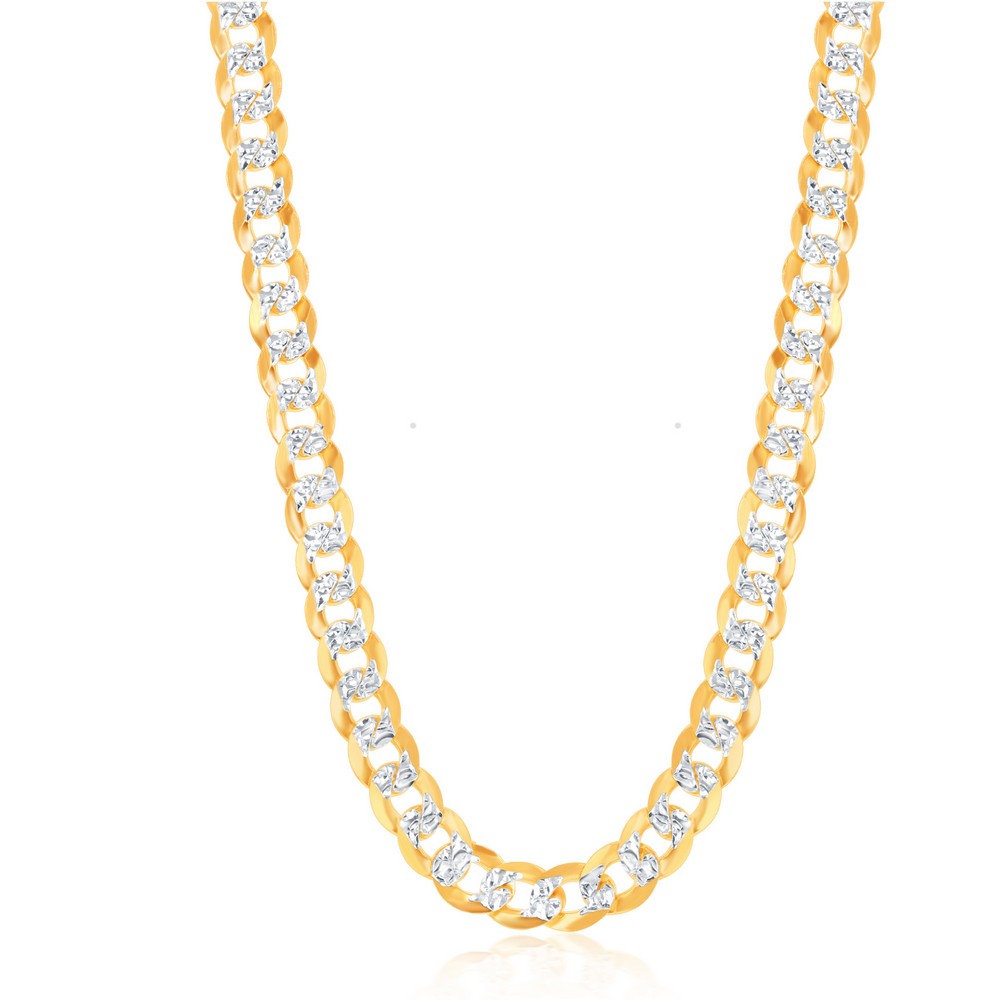Sterling Silver 7.3mm Flat Pave Cuban Chain - Gold Plated
