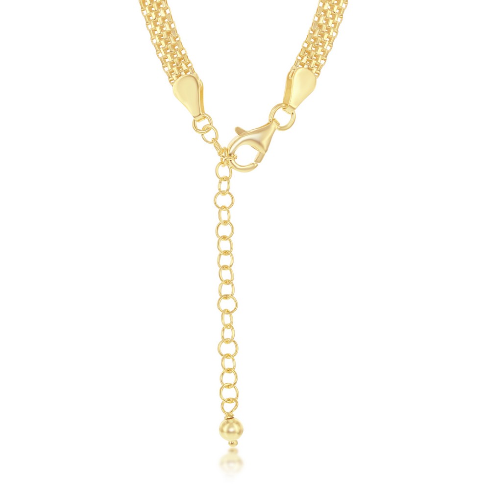 Sterling Silver 5mm Flat Mesh Chain - Gold Plated