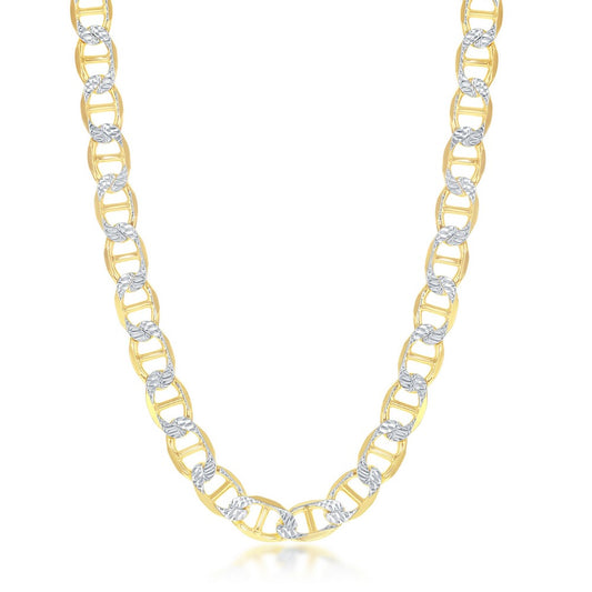 Sterling Silver Pave 8mm Flat Marina Chain (180 Gauge) - Gold Plated