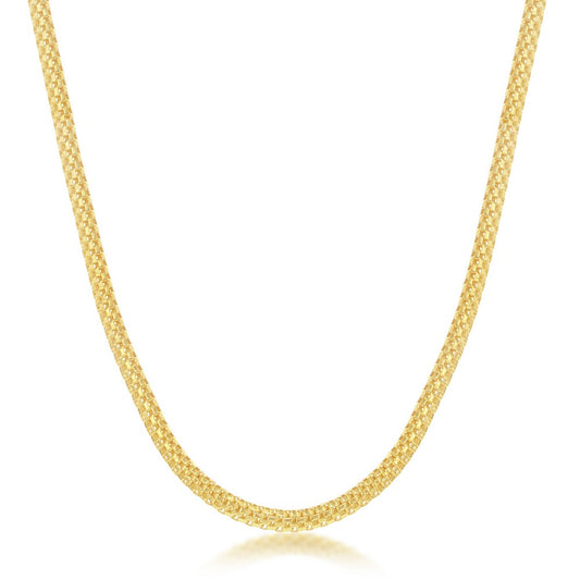 Sterling Silver 3mm Flat Mesh Chain - Gold Plated
