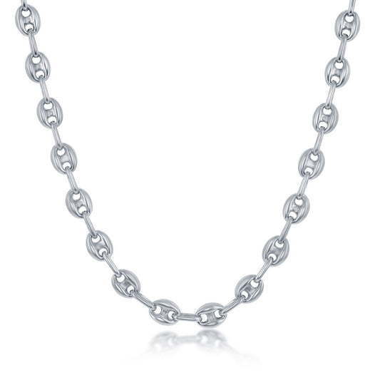 Sterling Silver 6mm Puffed Marina Chain - Rhodium Plated