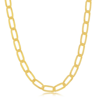 Sterling Silver 6MM Flat Paperclip Chain - Gold Plated