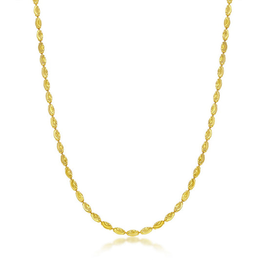 Sterling Silver 2mm Oval Moon-Cut Chain - Gold Plated