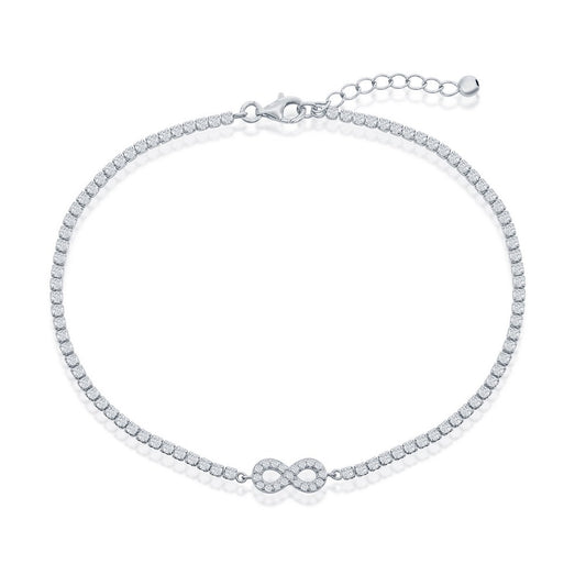 Sterling Silver Infinity CZ Tennis Anklet