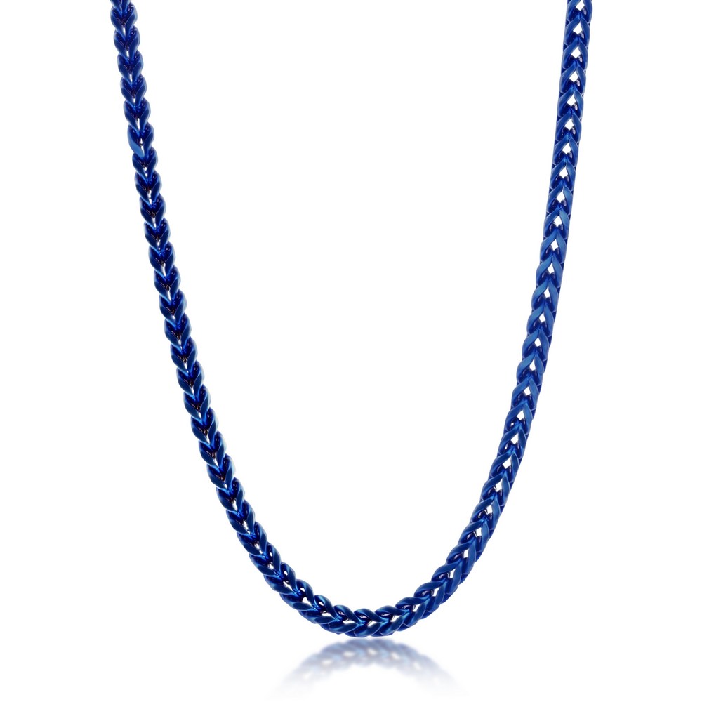Stainless Steel 4mm Franco Chain Necklace - Blue IP Plated