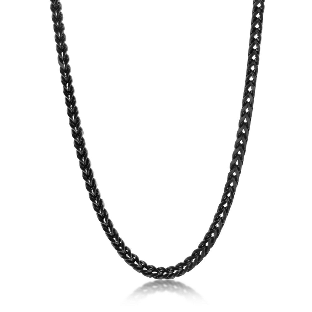 Stainless Steel 4mm Franco Chain Necklace - Black IP Plated
