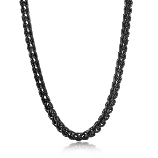 Stainless Steel 6mm Franco Chain Necklace - Black IP Plated
