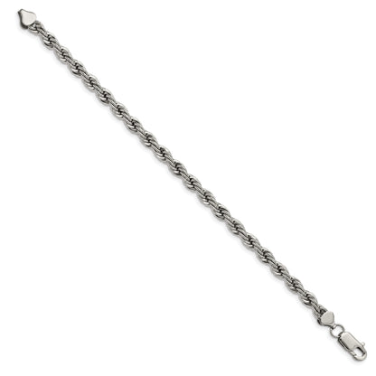 Stainless Steel Polished 6mm 9in Rope Bracelet