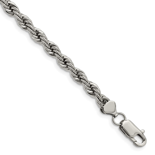 Stainless Steel Polished 6mm 8.5in Rope Bracelet