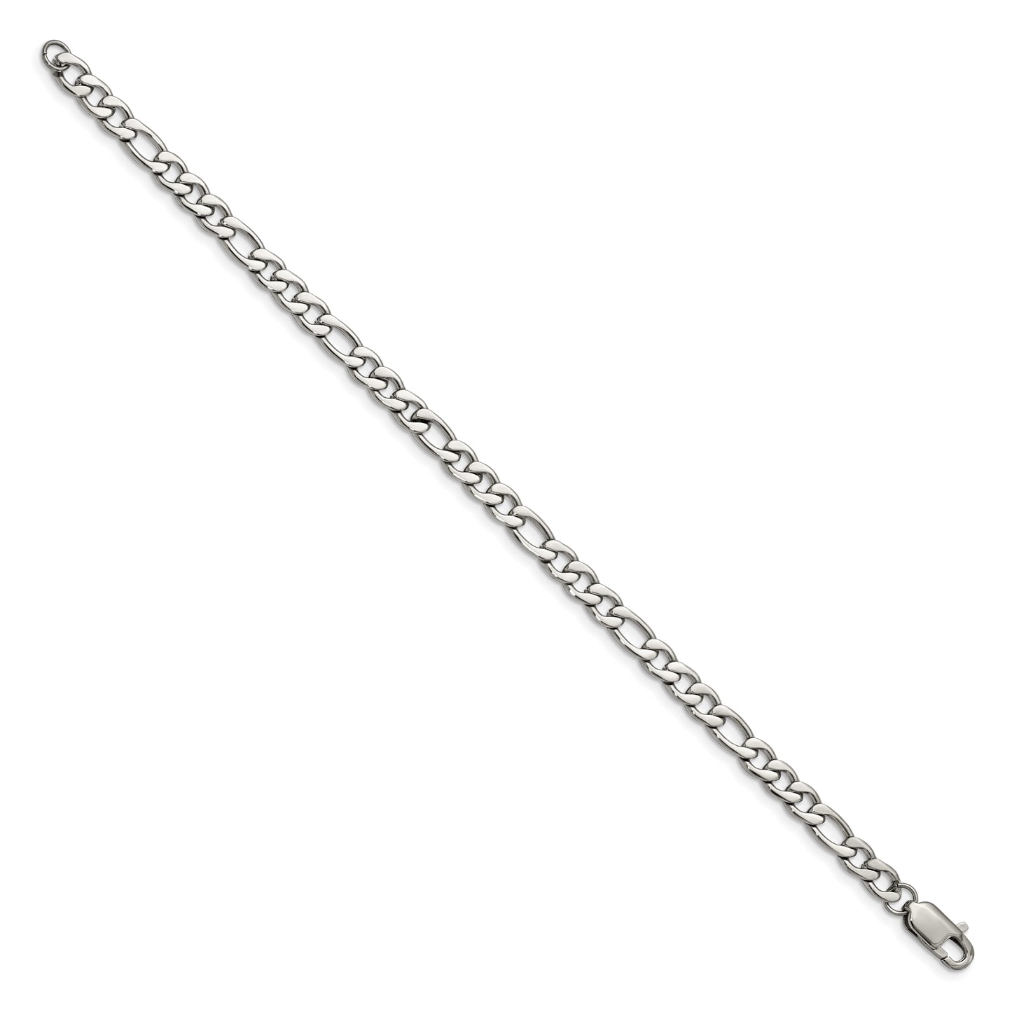 Stainless Steel Polished 9in Figaro Bracelet