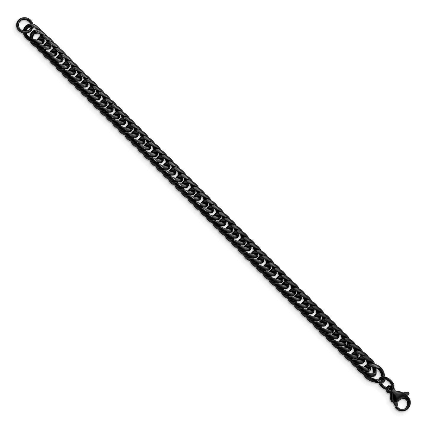 Stainless Steel Polished Black IP-plated Curb Chain 9in Bracelet