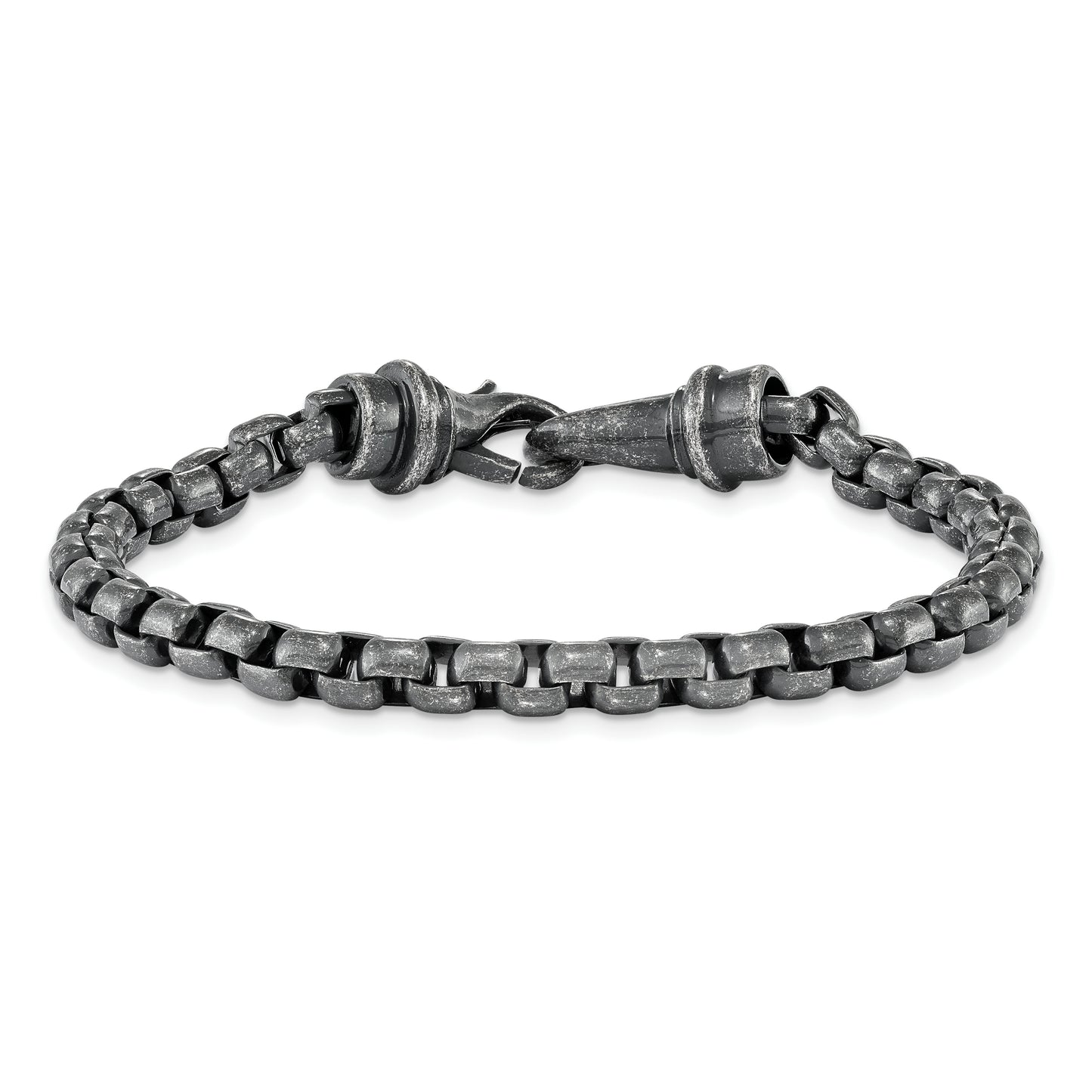 Stainless Steel Antiqued Box Chain 8.5in Bracelet