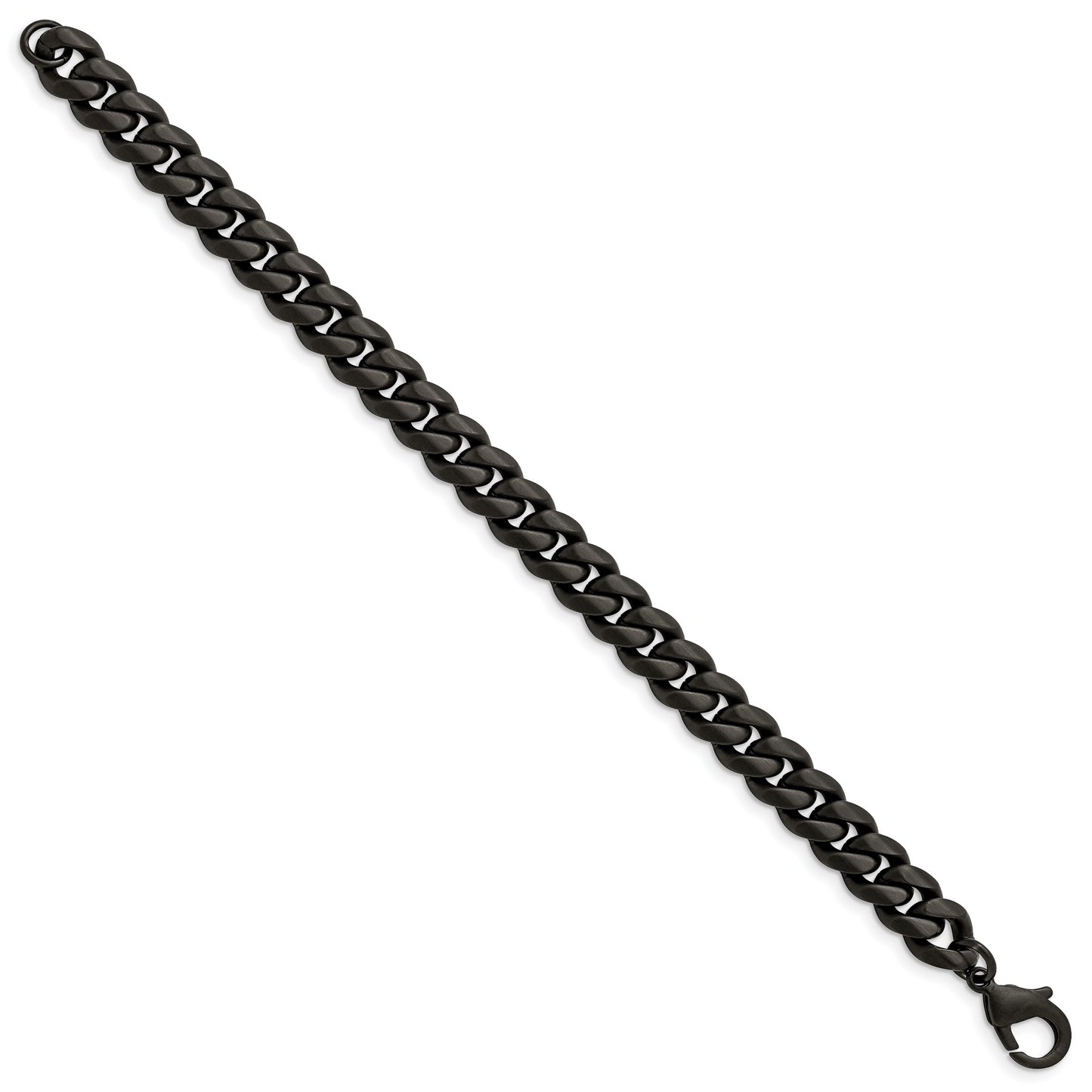Stainless Steel Brushed Black IP-plated 10mm Curb 8.5in Bracelet