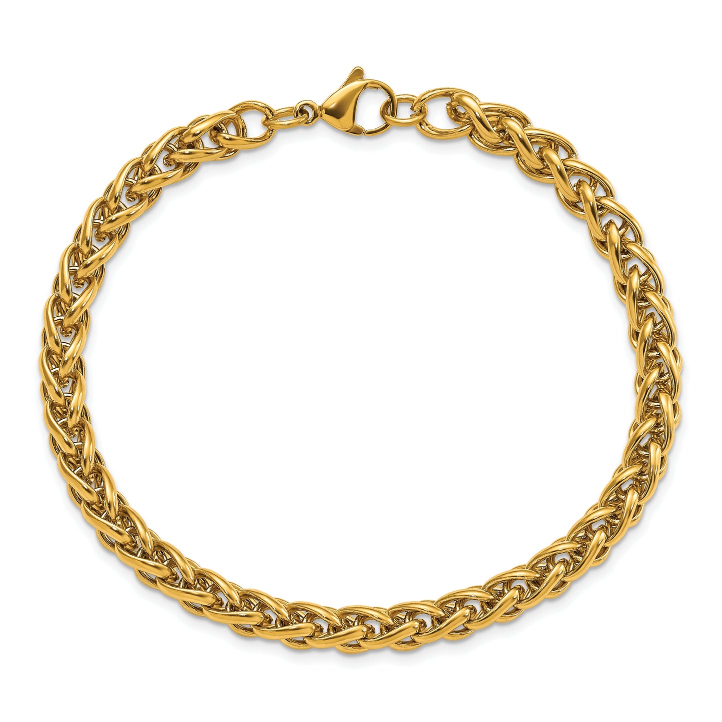 Stainless Steel Polished Yellow IP 8.5in Spiga 6mm Chain Bracelet