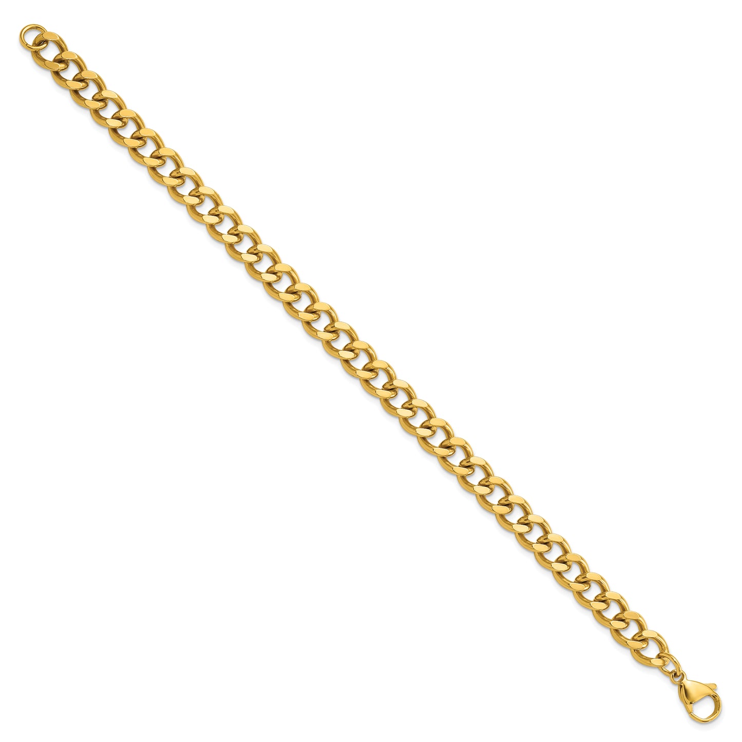 Stainless Steel Polished Yellow IP 8.5in Curb 8mm Chain Bracelet