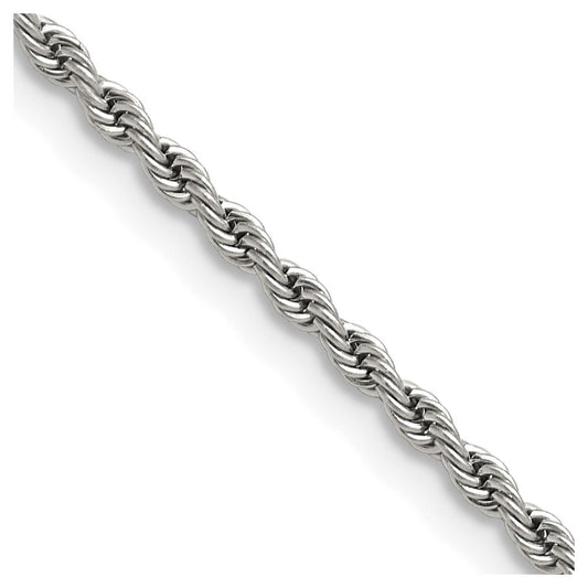 Stainless Steel Polished 2.4mm 24 inch Rope Chain