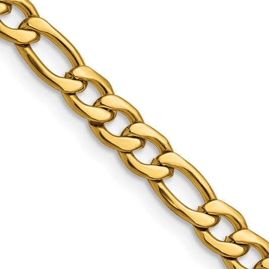 Stainless Steel Polished Yellow IP-plated 6.3mm 24in Figaro Chain