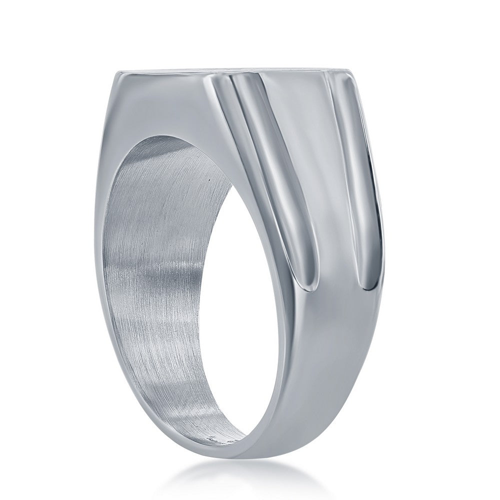 Stainless Steel CZ Square Ring