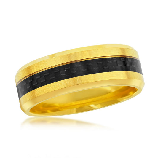 Stainless Steel Gold w/ Black Carbon Fiber Ring