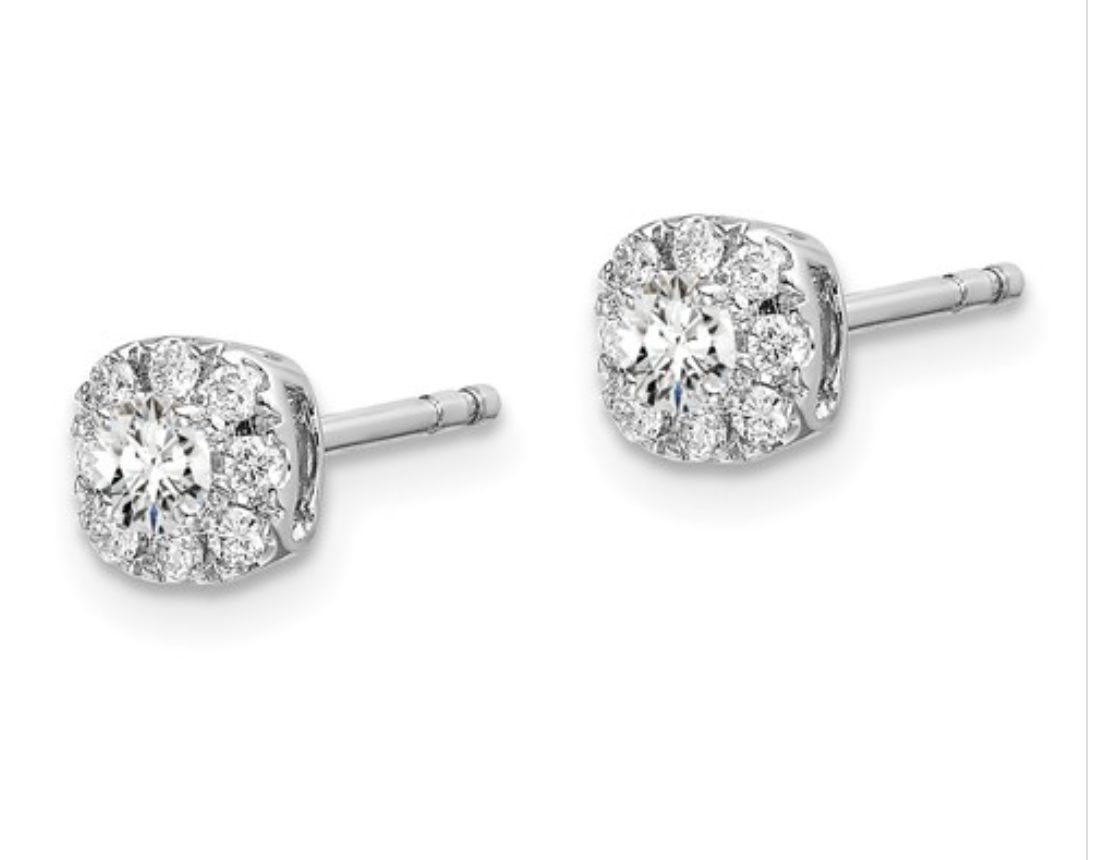 Lab Diamond Cushion Halo Earrings