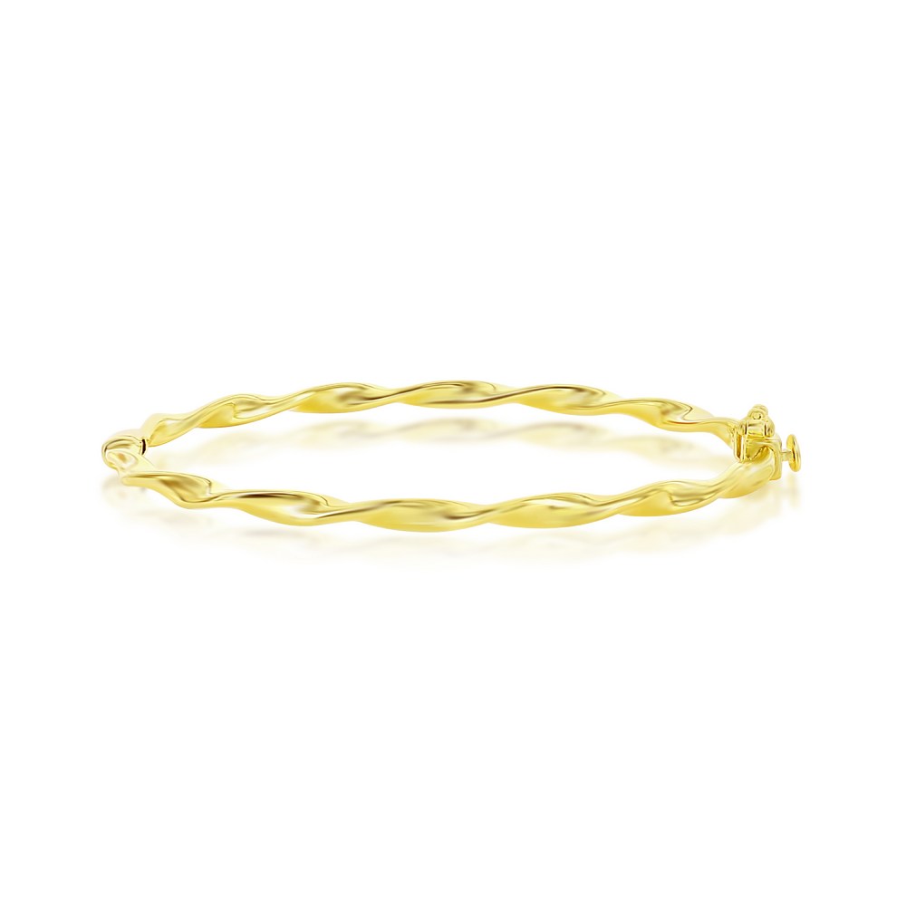 Sterling Silver Twist Design Bangle - Gold Plated