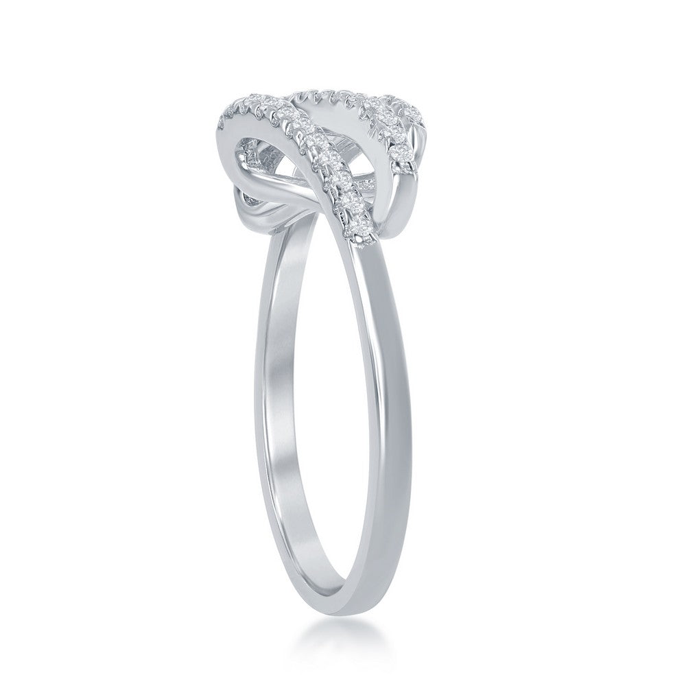 Sterlng Silver Triple CZ Row Ring