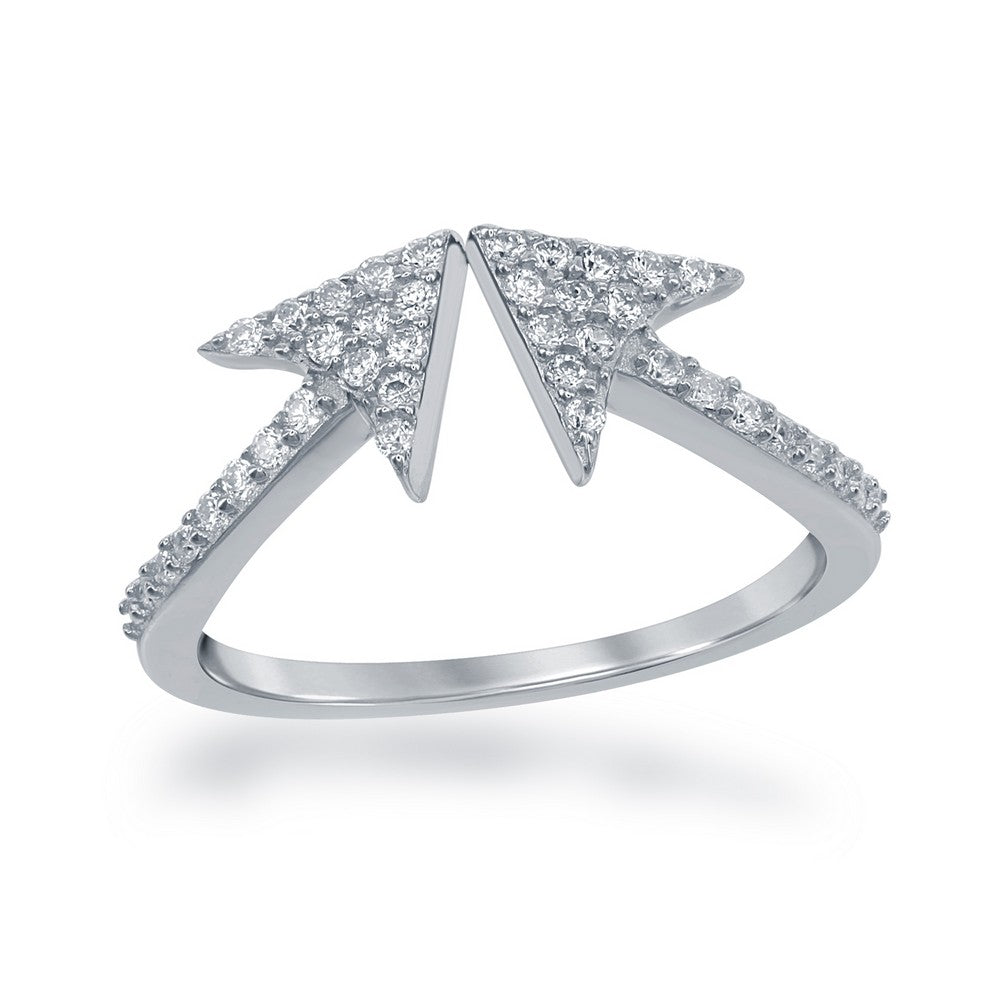 Sterling Silver CZ Double Arrow Ring