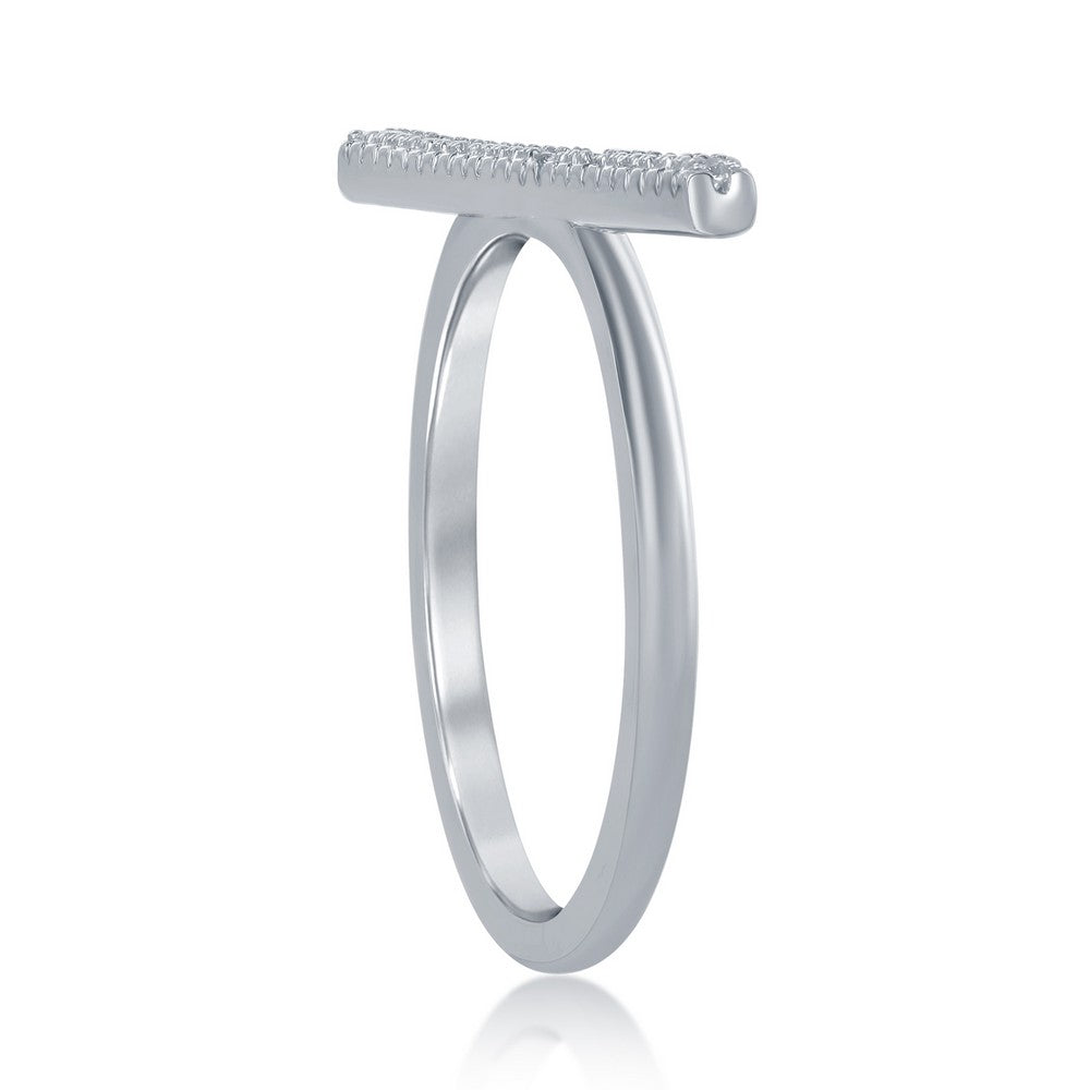 Sterling Silver Thin Horizontal CZ Bar Ring
