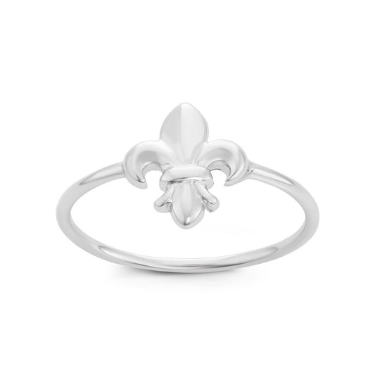 Sterling Silver Small Shiny Fleur De Lis Ring