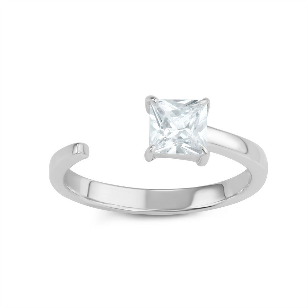 Sterling Silver Square CZ Open Ring