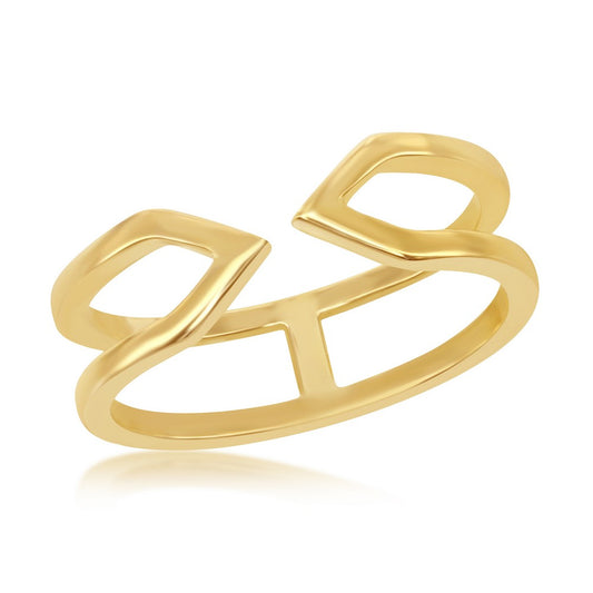 Sterling Silver Open Pointed Ring - Gold Plated