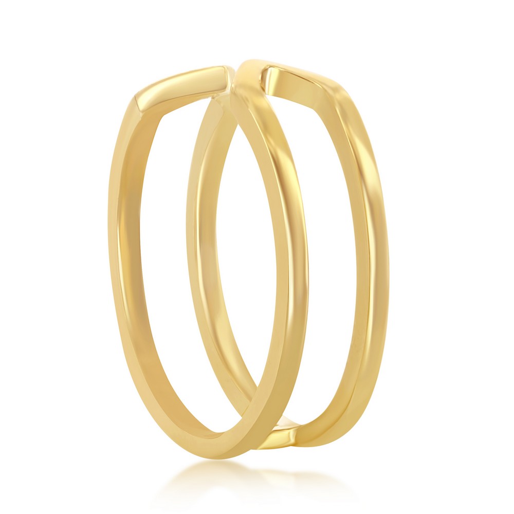 Sterling Silver Open Pointed Ring - Gold Plated